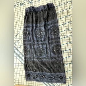 GORGEOUS Black & Blue Long Ethnic Skirt HAND EMBROIDERED MIRROR DETAIL NWOT Sz M